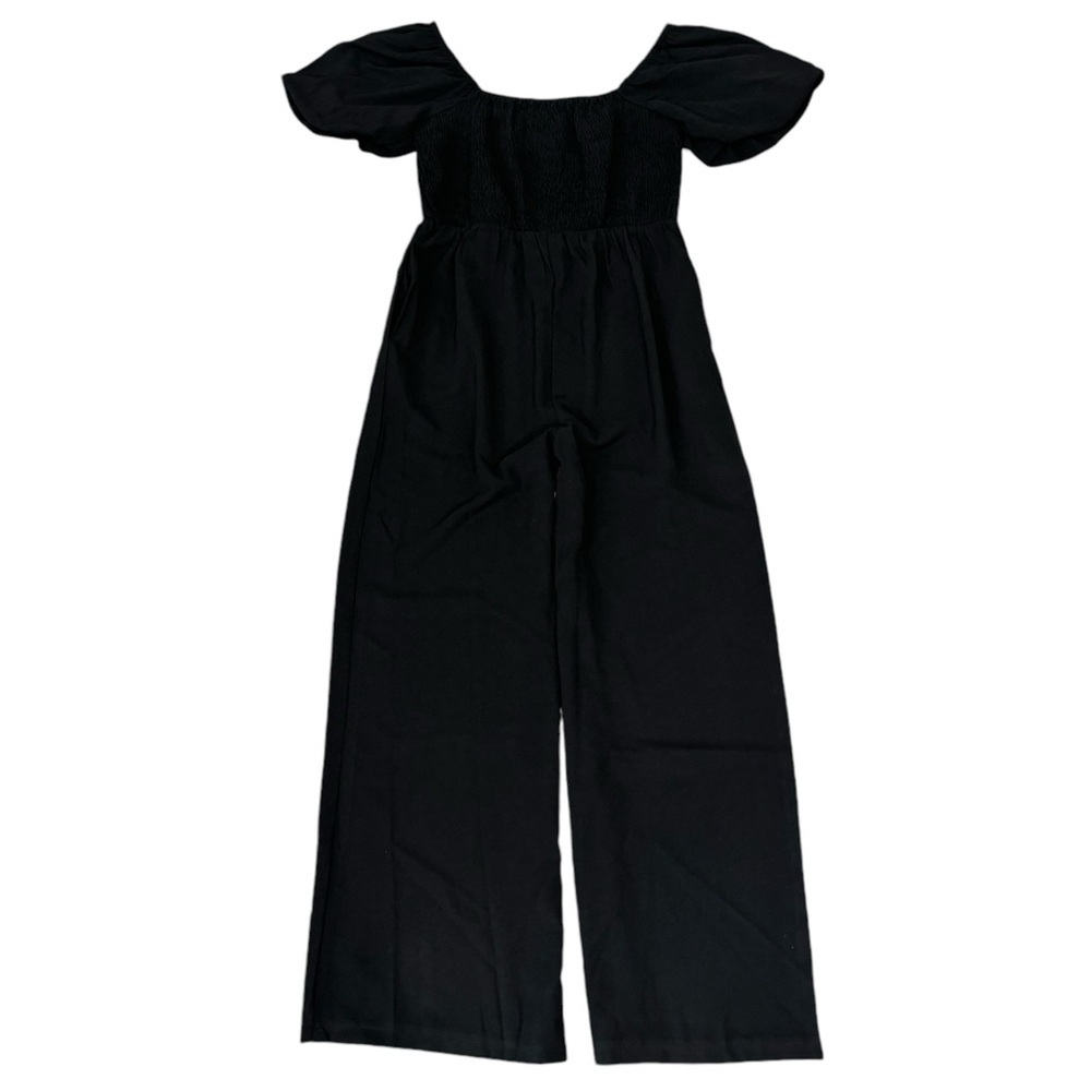 Women’s Black Short Sleeve Jumpsuit Pants Pull On Medium New - Picture 2 of 15